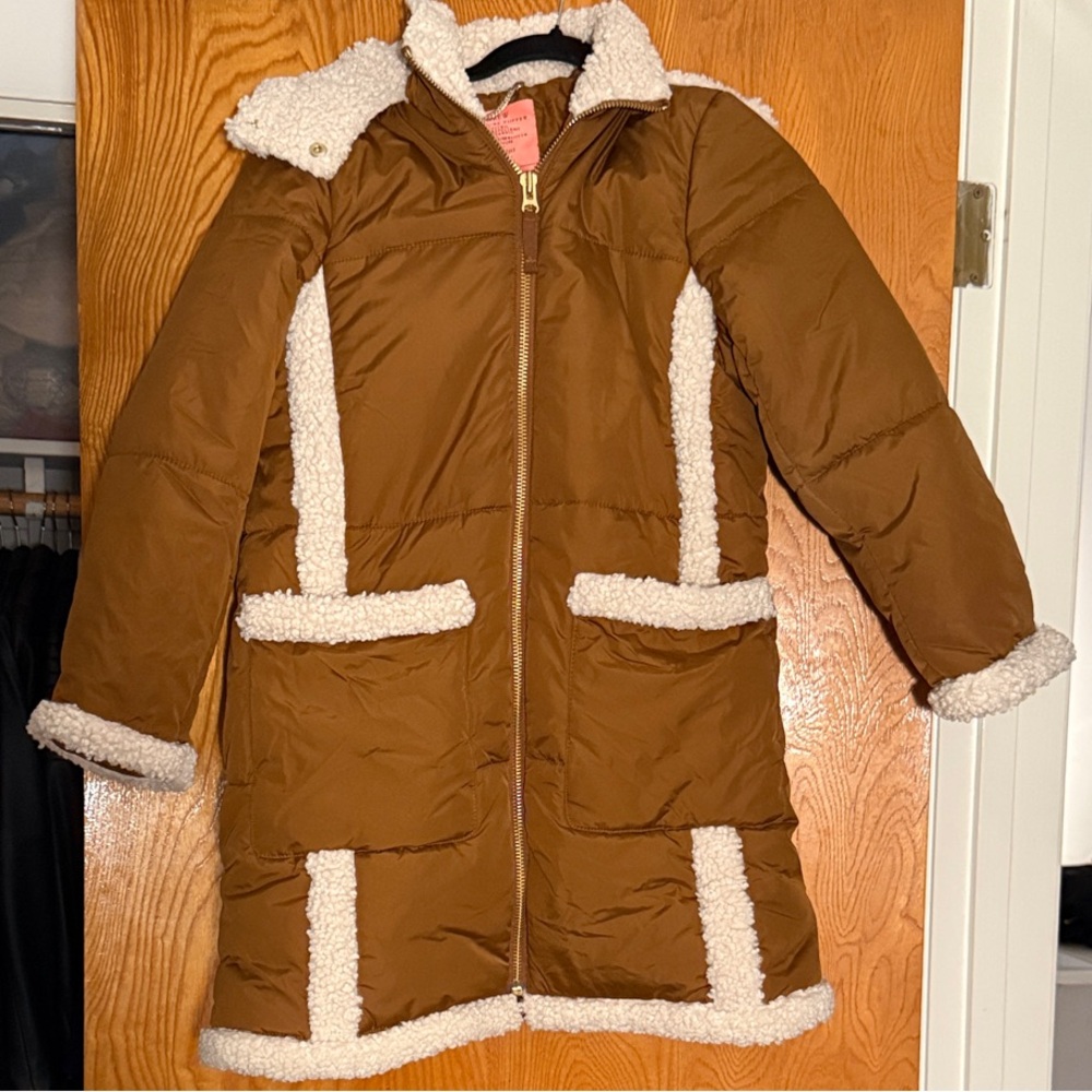 J. Crew Brown Puffer hooded Coat